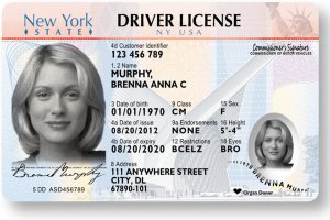 Laser engraved New York State driver license