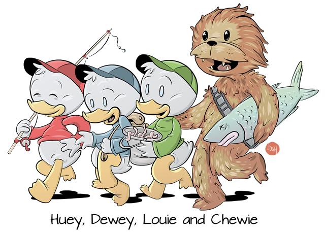 Huey, Dewey, Louie and Chewie by Josh Gowdy