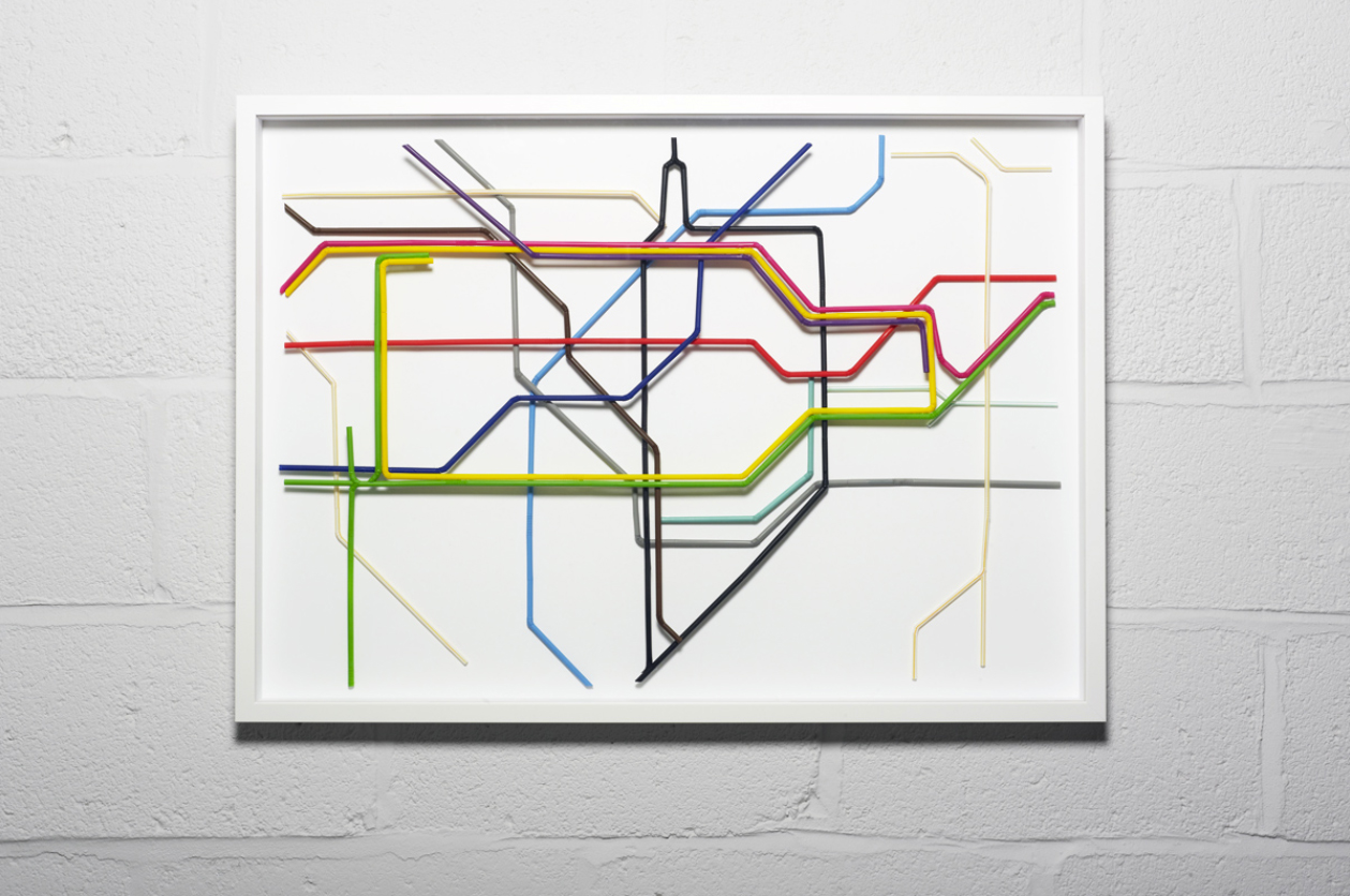 London Underground Tube Map Created With Drinking Straws