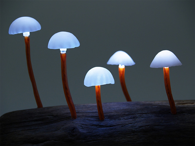 LED Mushroom Lamps by Yukio Takano