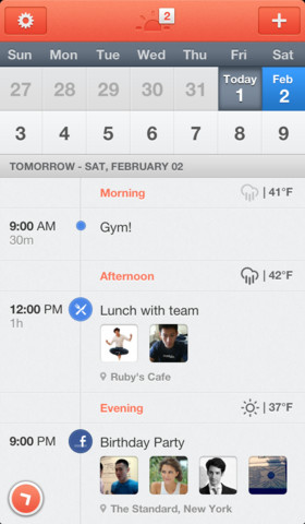 Sunrise calendar app