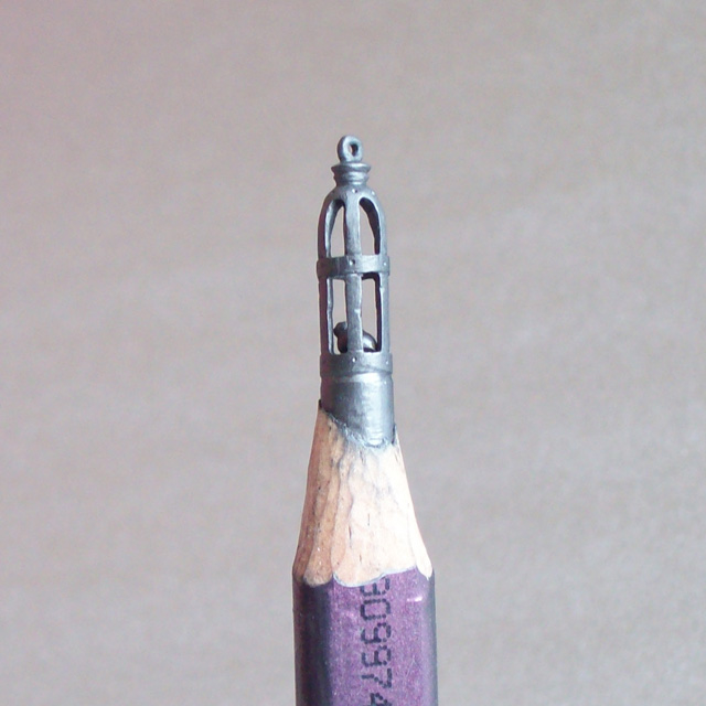 Intricate carved pencil sculptures