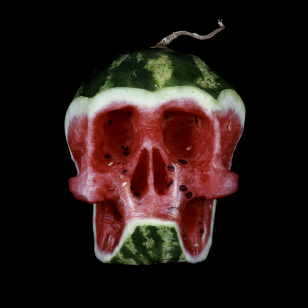 Fruit and vegetable skull sculptures by Dimitri Tsykalov