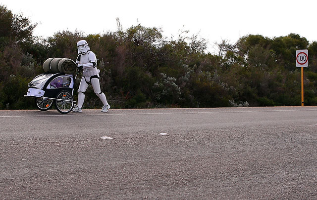 Man Walking Across Australia in Stormtrooper Armor