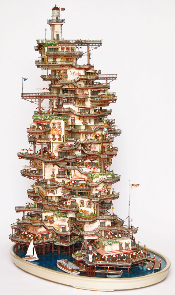 Bonsai building sculptures by Takanori Aiba