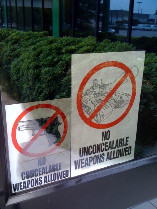 No Unconcealable Weapons Allowed